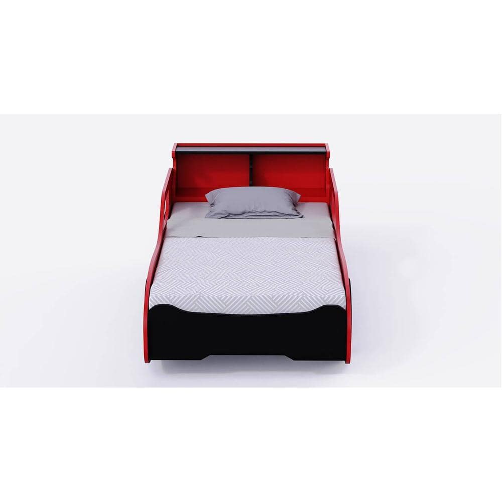 Fire Engineered Wood Open Storage Bed in Red Colour