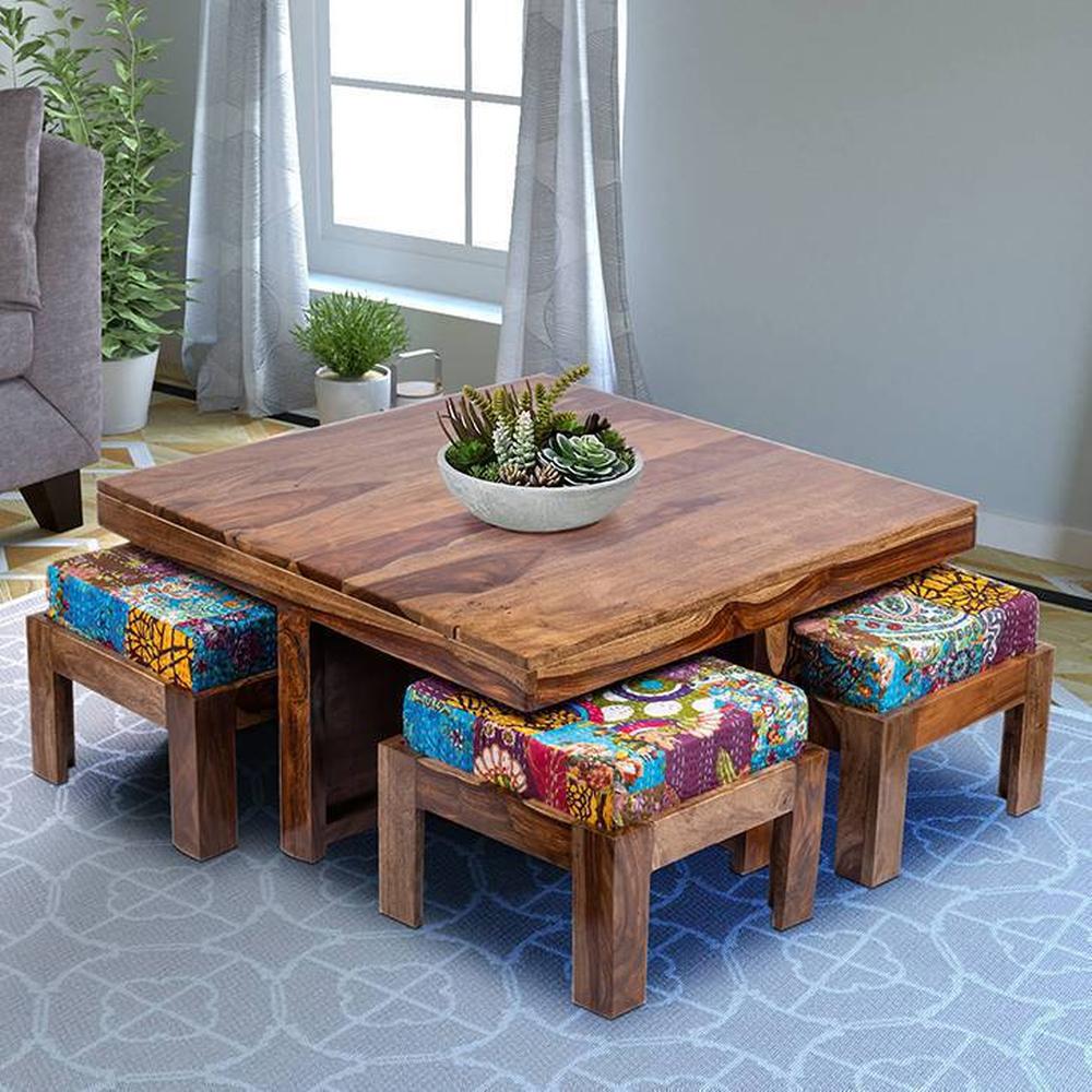 Blane Coffee Table Set - Multicolour Patch Kantha