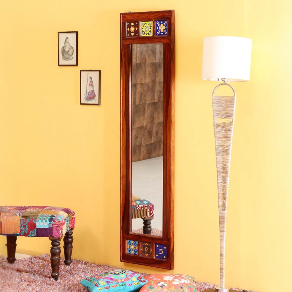 clarke solid wood mirror in honey oak colour