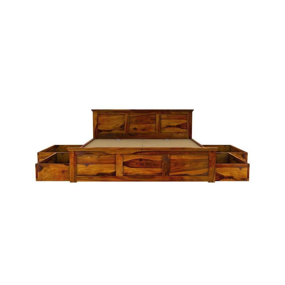 Stainfleld Sheesham Wood Queen Size Bed Drawer Storage Honey OakOak Finish (60 x 78 inches)