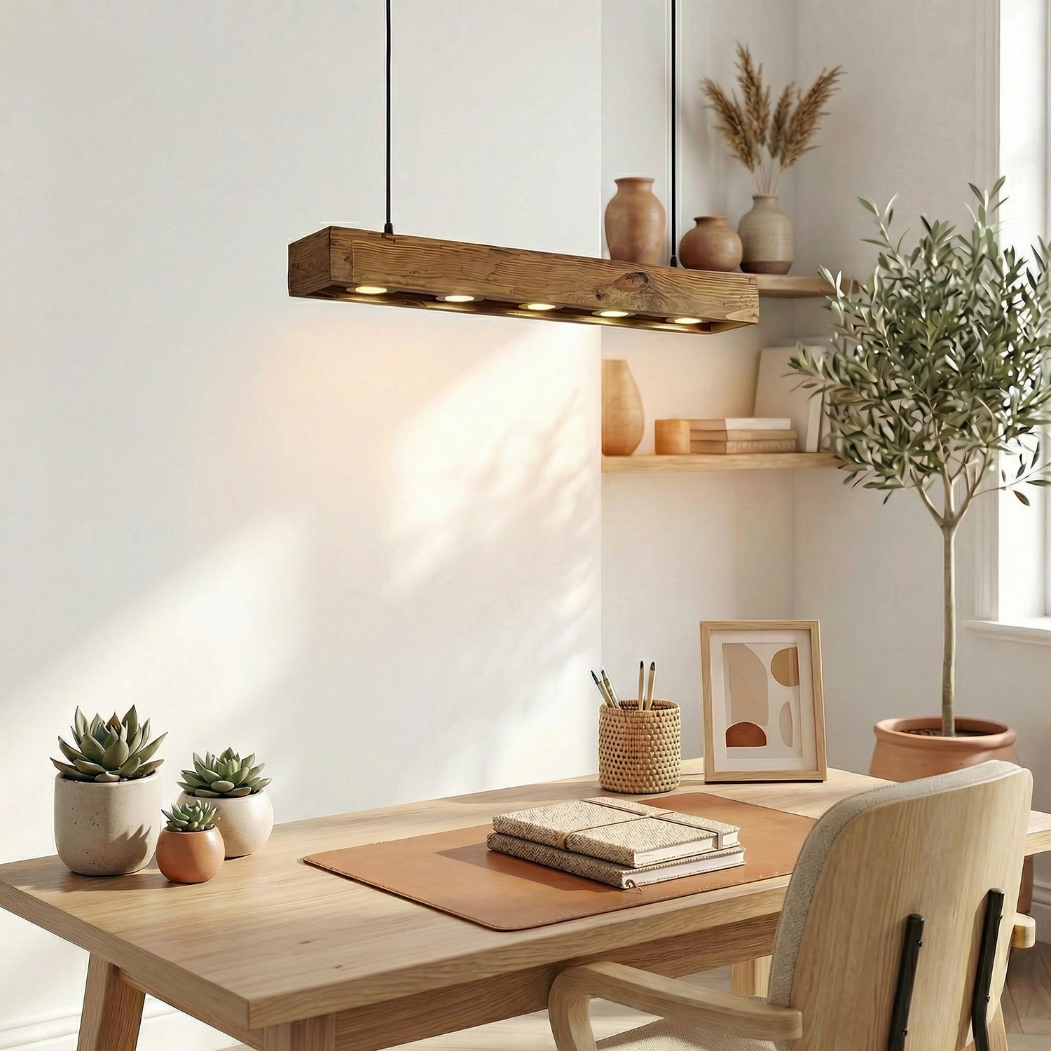 Felix 24 Brown Wooden LED Hanging Lamp - Symplify