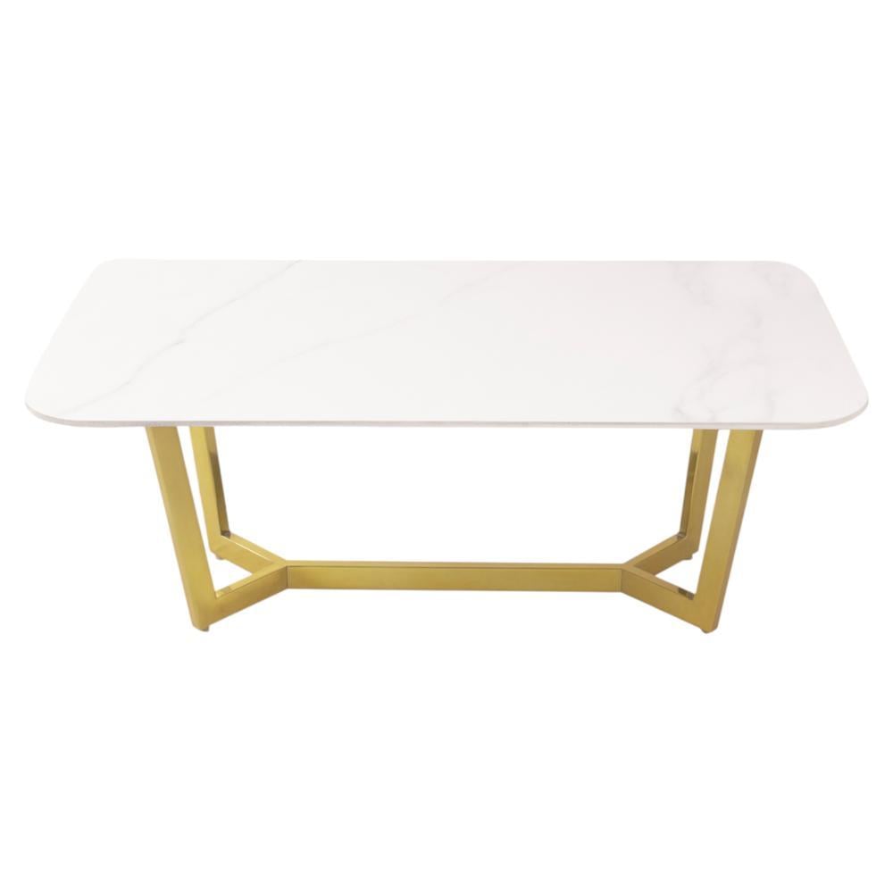 Linden Coffee Table In Stainless Steel Mirror Gold Finish