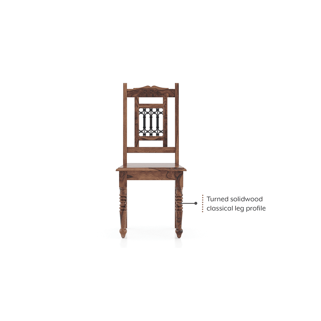 Bunai Solid Wood Dining Chair Set Of 2 In Teak Finish