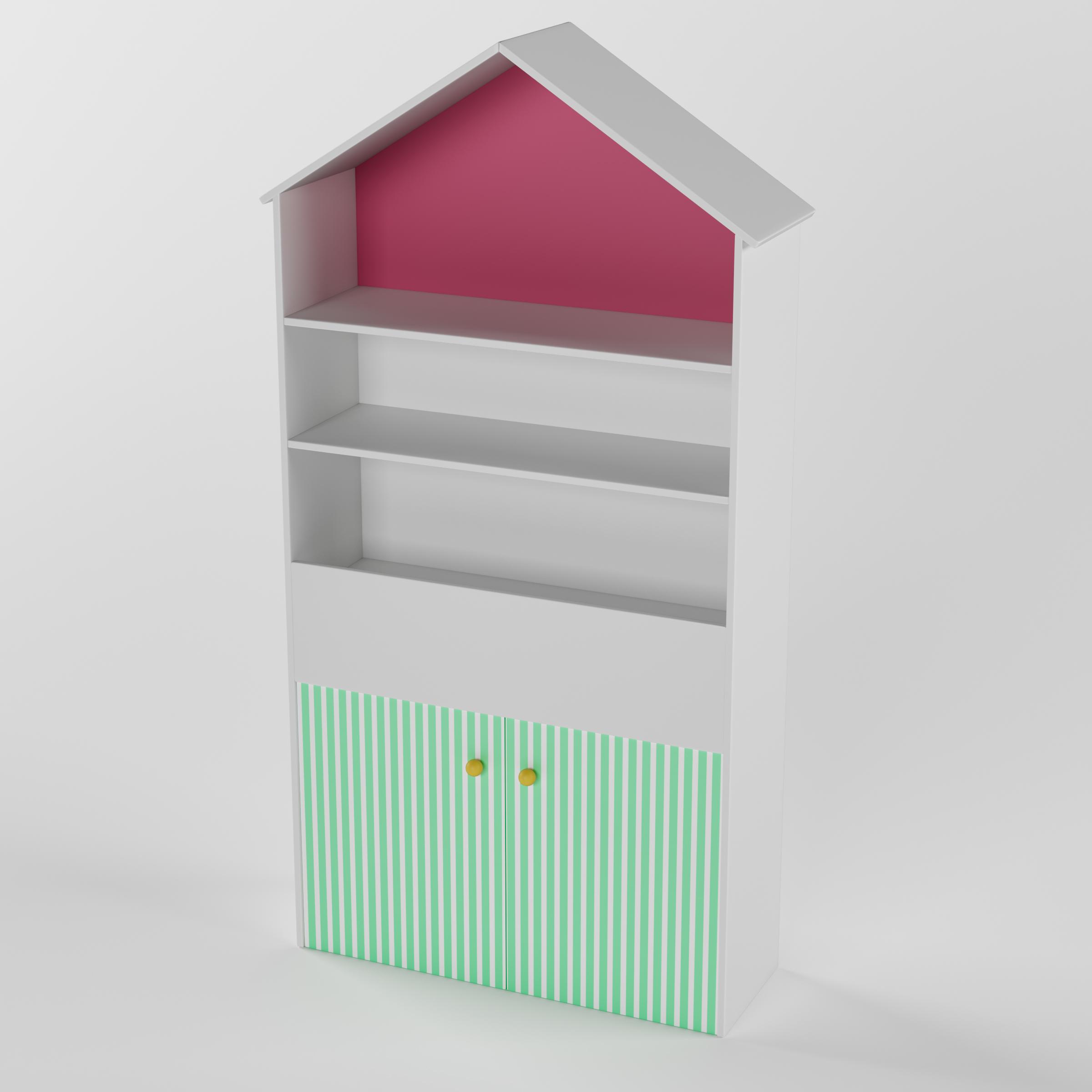 Craft Villa Toddlers Table With Display Cabinet In White & Pink Colour