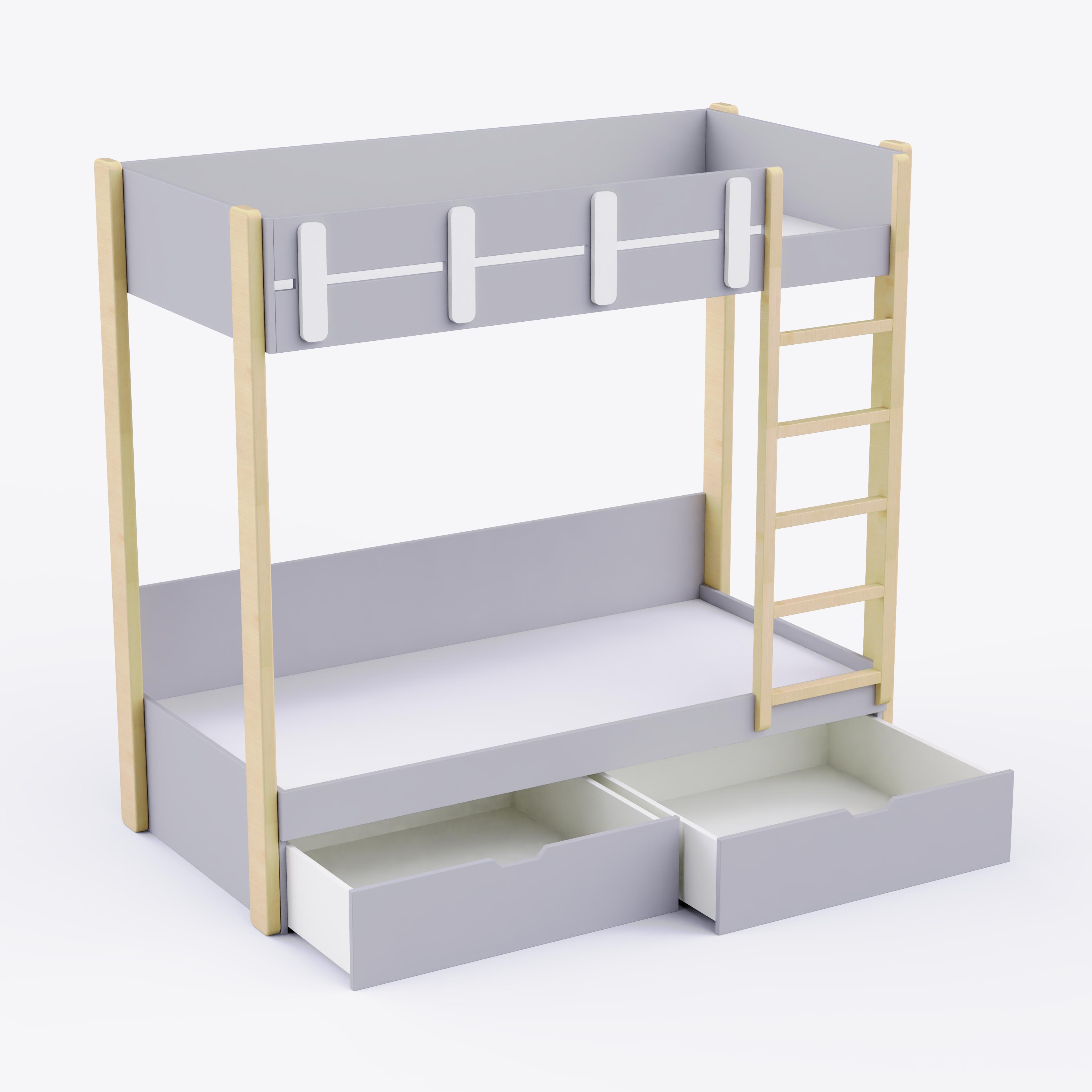 Pine Tree Single Size Bunk Bed In Grey Colour