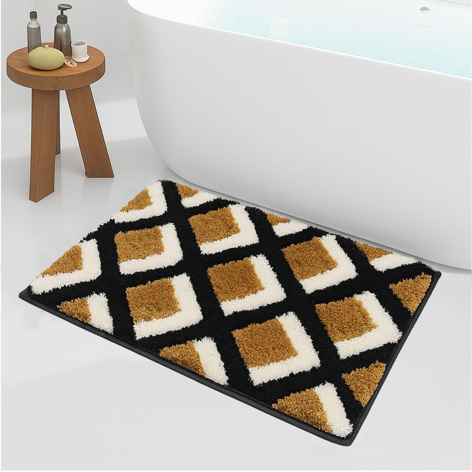 Luxe Home Macau Square Bath Mat (40x60 cm)- Yellow