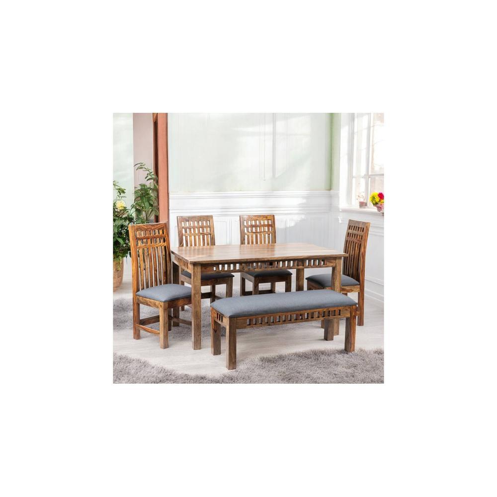 Oakmont Sheesham Wood Accent 6 Seater Dining Table Set
