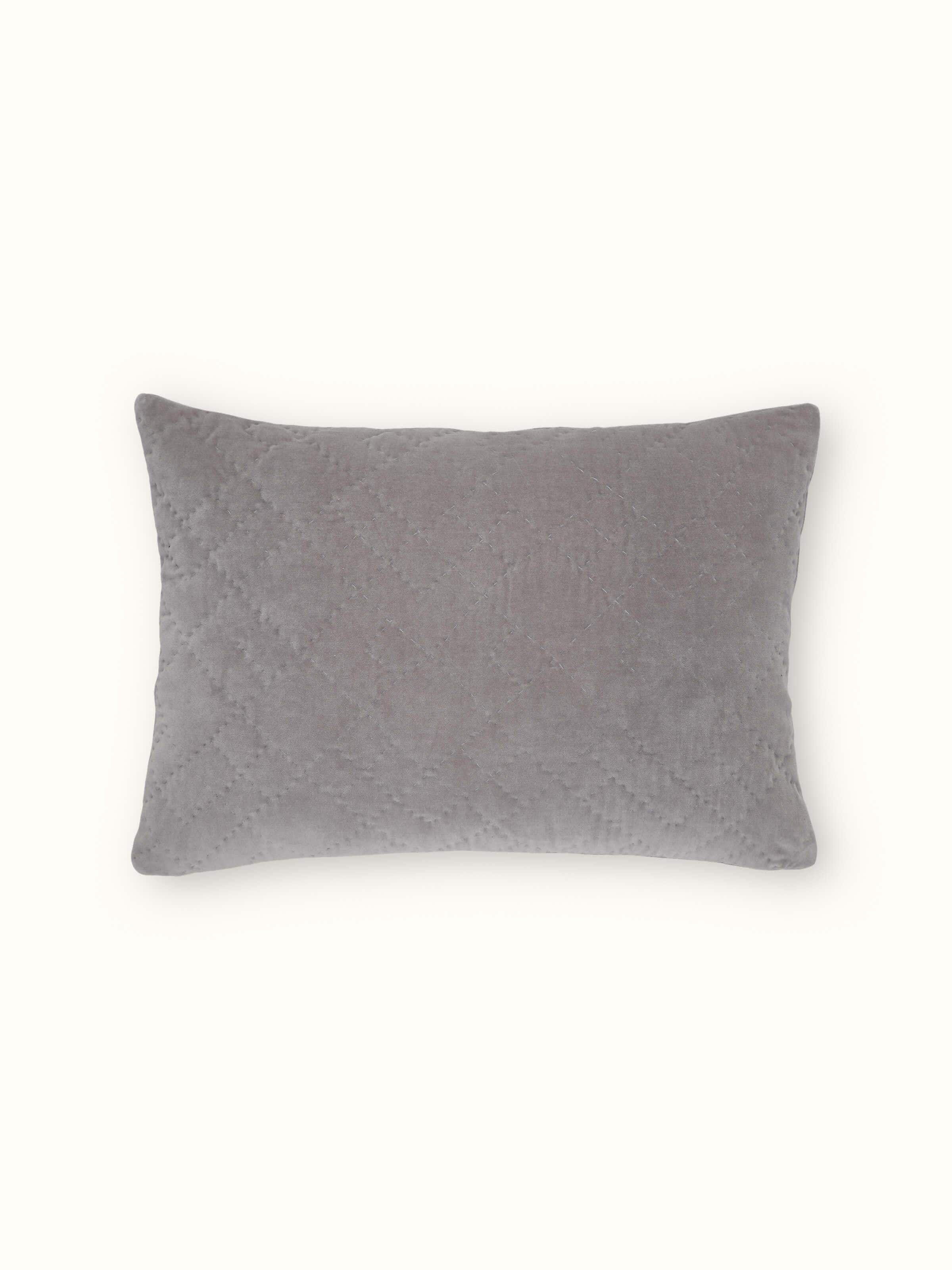 Shivranjini Light Grey Solid Textured Cotton Razai Embroidery Lumbar Cushion Cover