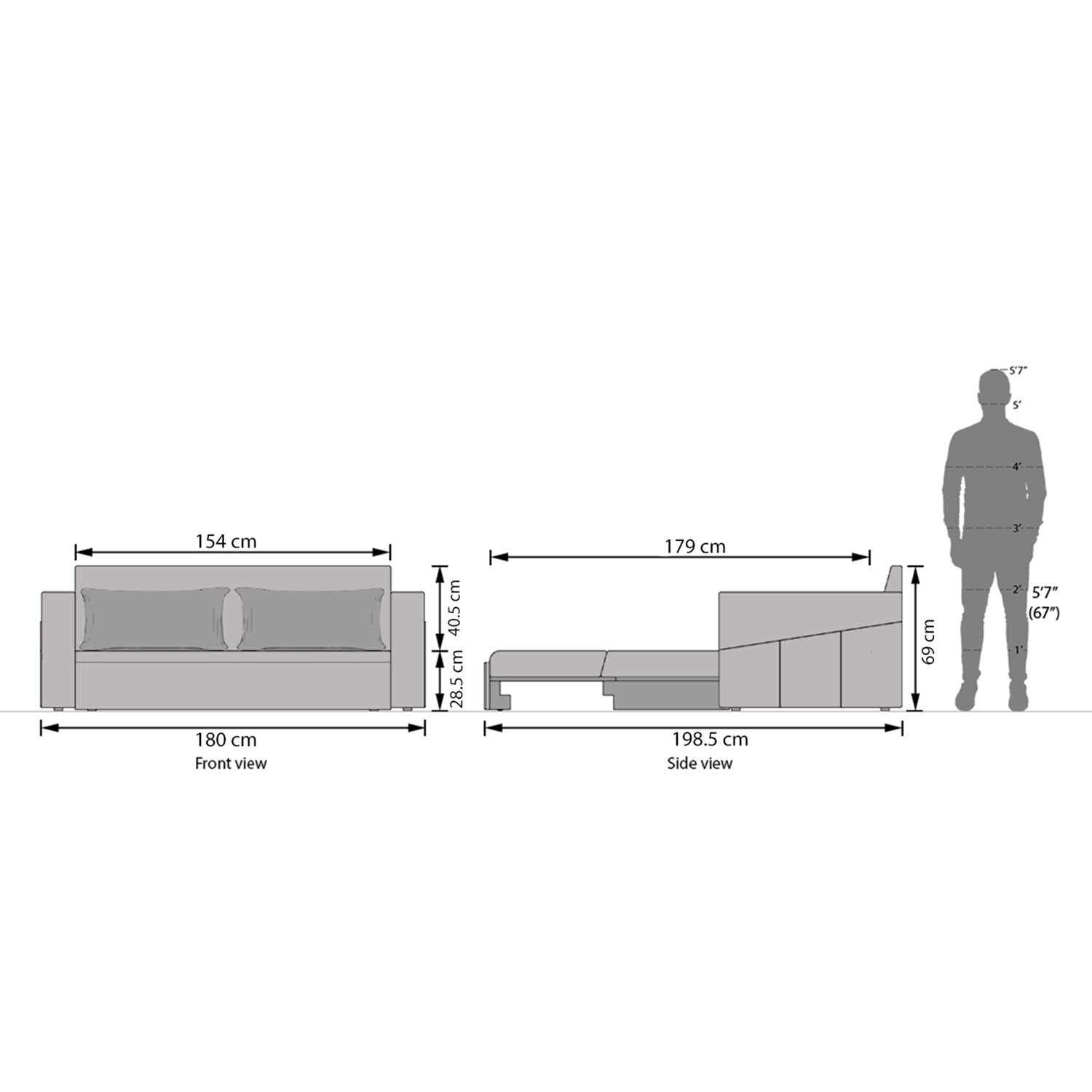 Camden 3 Seater Pull Out Sofa cum Bed In Mocha Brown Colour