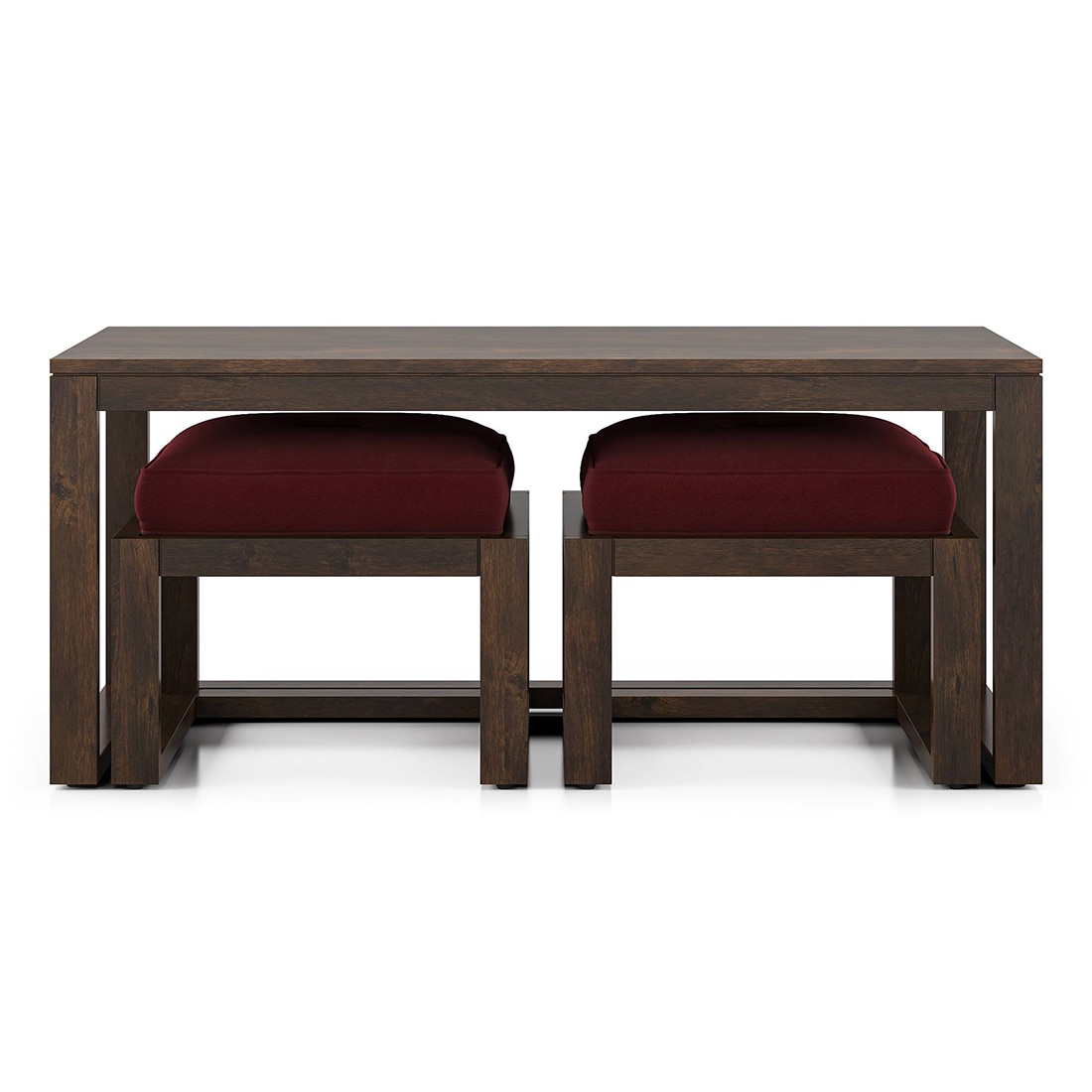 Avril Rectangular Solid Wood Coffee Table In Mango Walnut Finish and in Rococo Red Colour