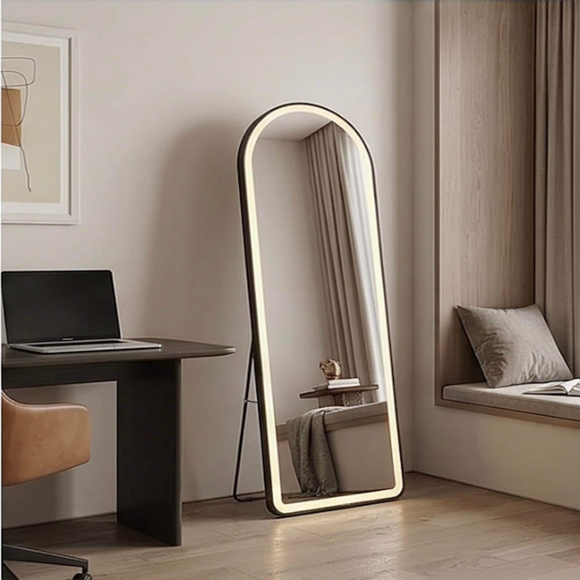 The Artment Black Halo Arch Unbreakable Floor Mirror For Home (150 X 40 CM)