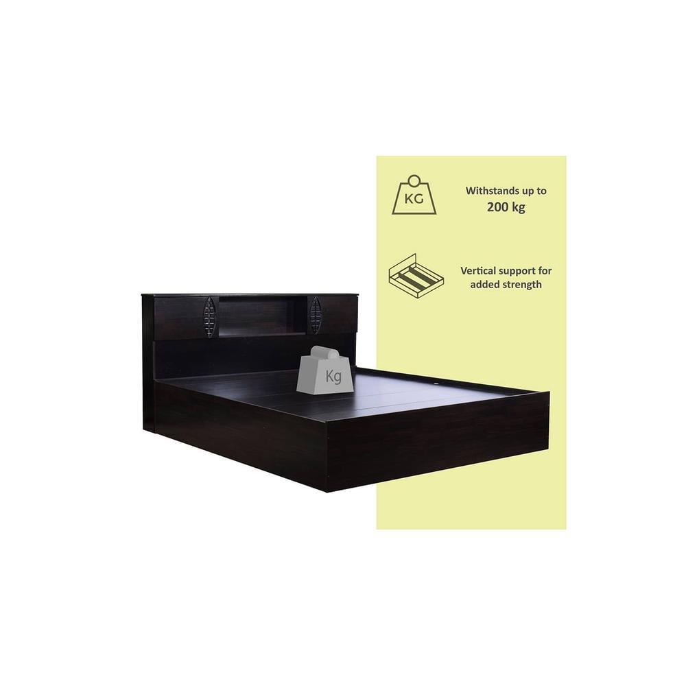 Kamira Solid Wood Queen Size Drawer Storage Bed In Melamine Finish