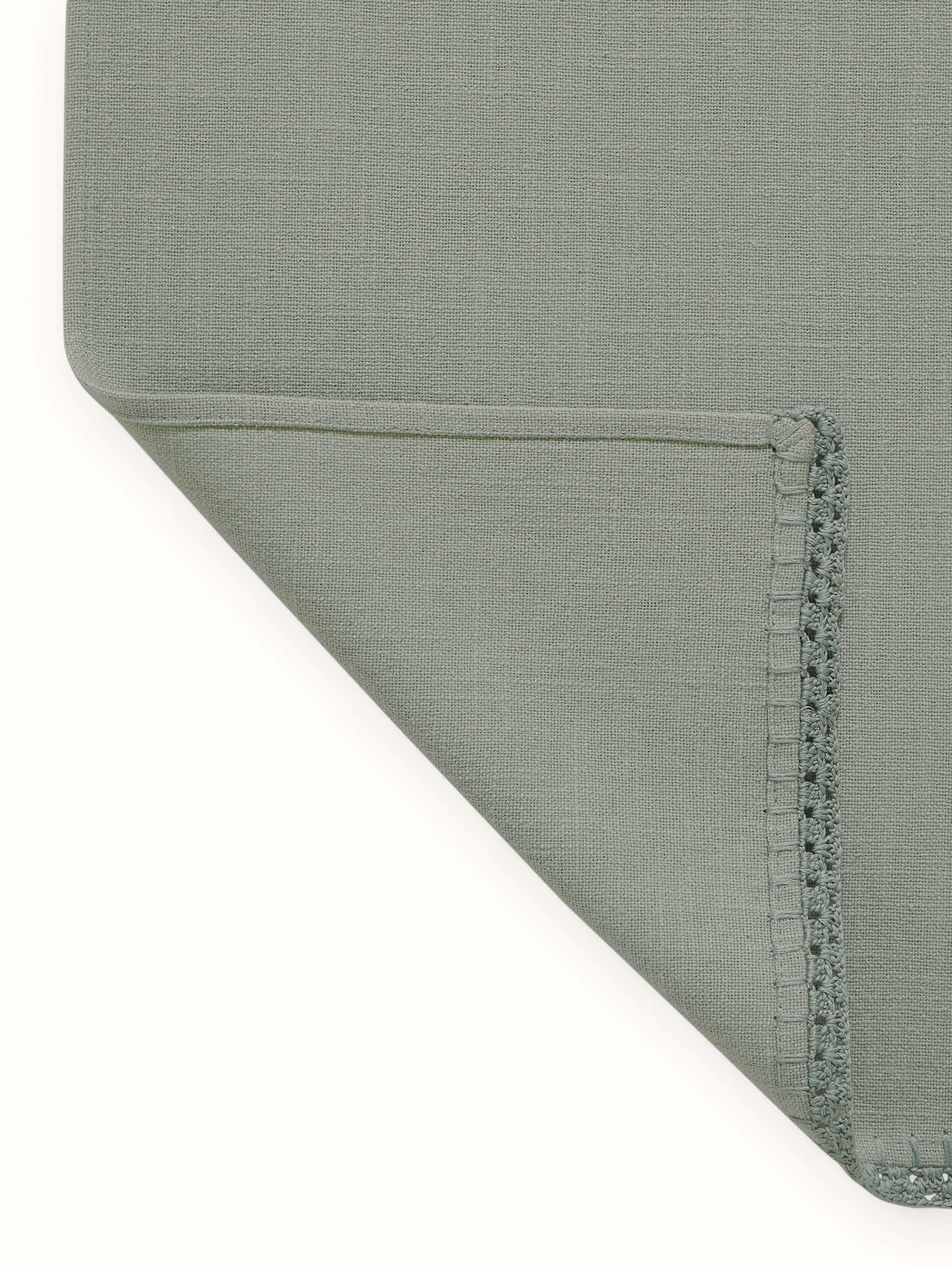 Nityam Light Green Cotton Slub Crochet Table Runner