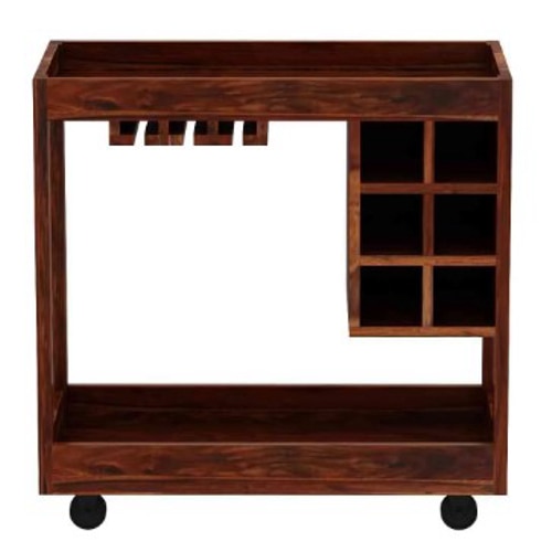 Horizon Solid Wood Bar Cabinet in Teak Finish