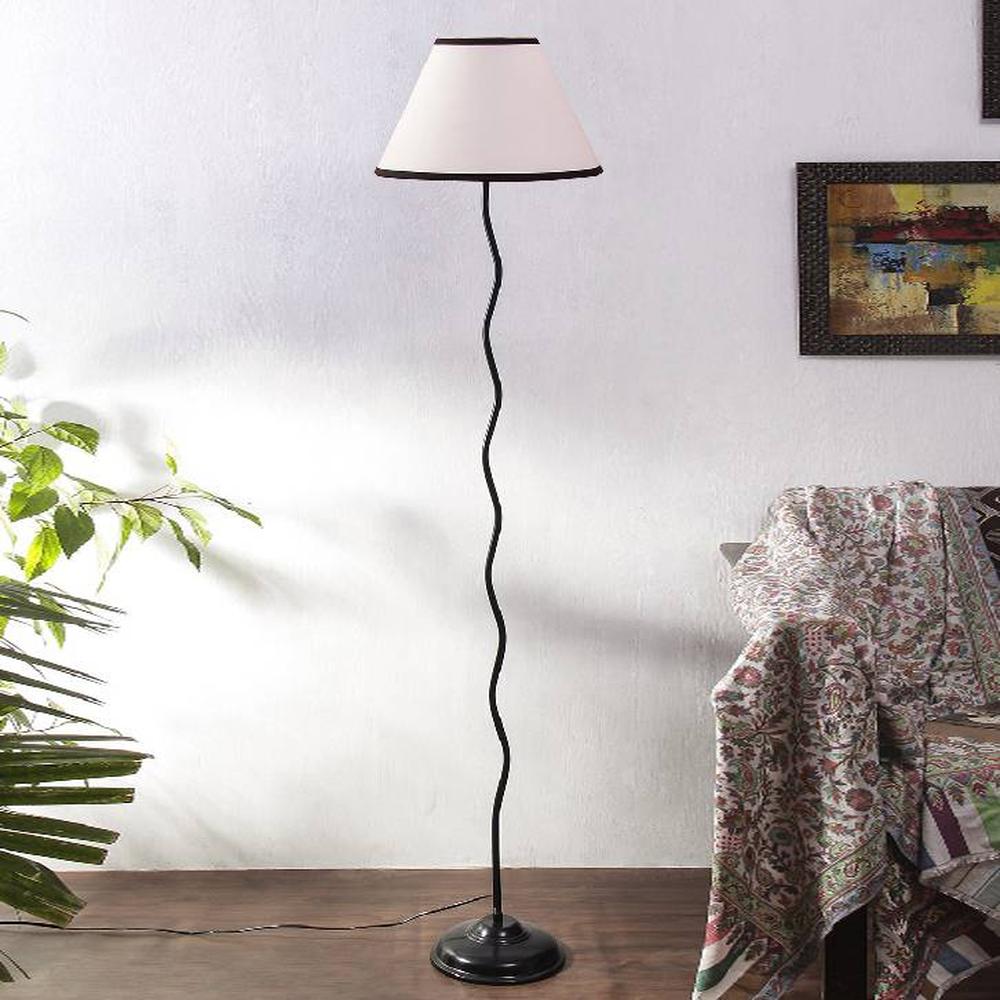 Ryker Multicolour Fabric Floor Lamp with Black Iron Base
