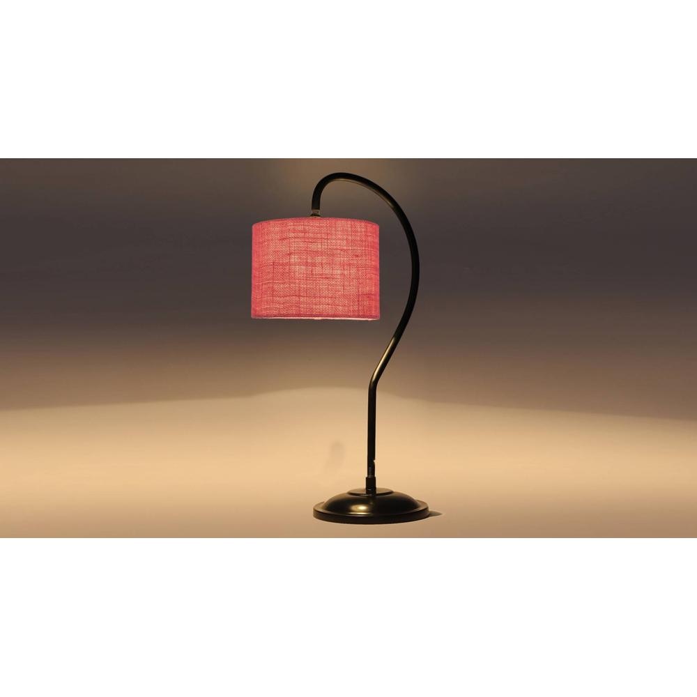 Pink Jute Curvy table lamp with Iron Base (SP10)