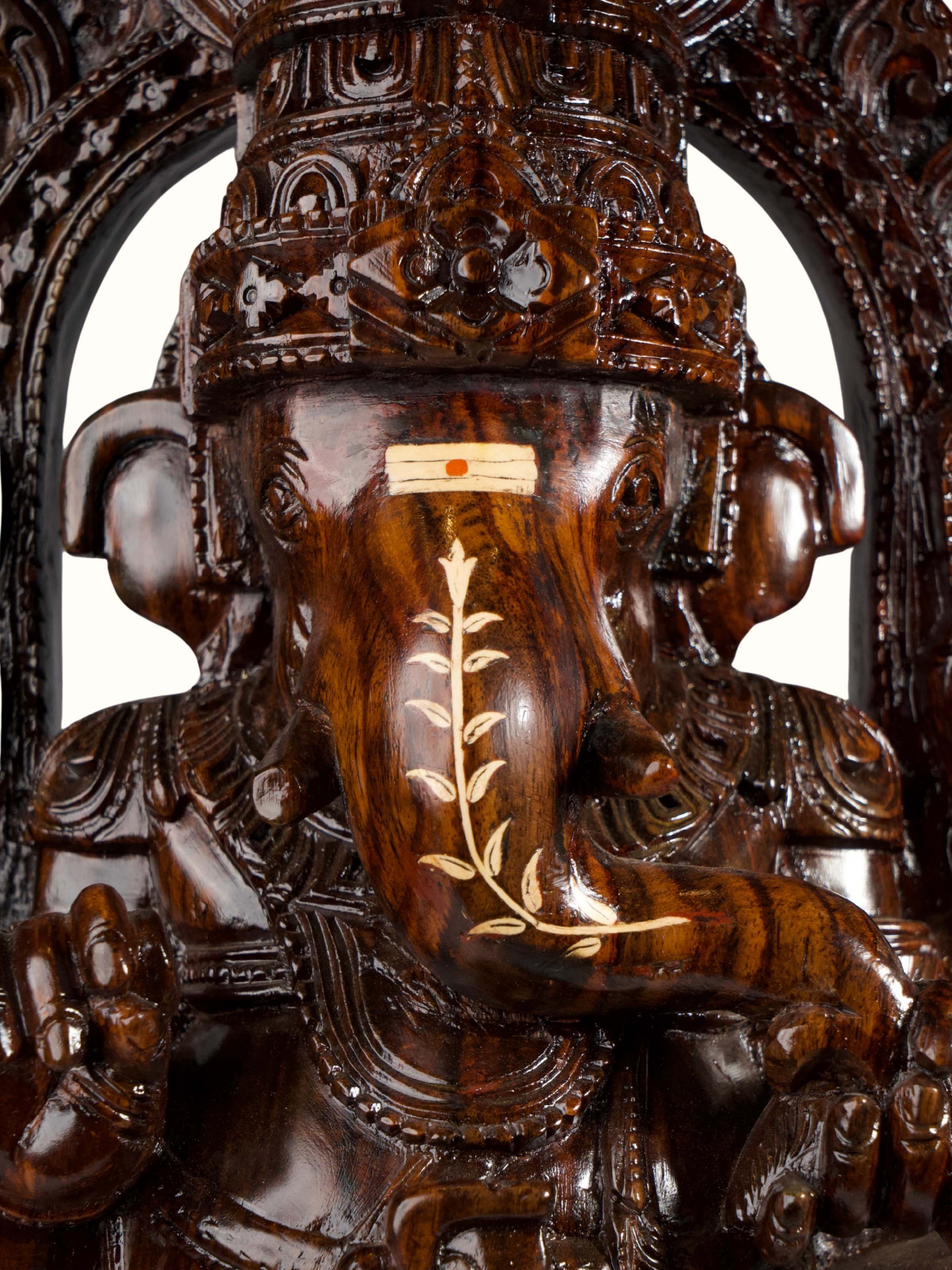 Mysore Rosewood Inlay Ganesha Idol