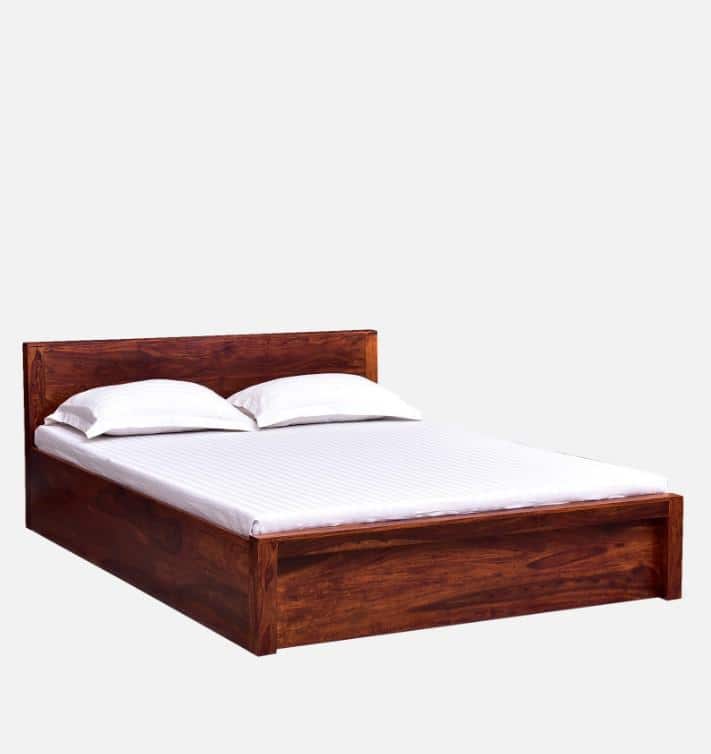 Monaco Solid Wood King Box Storage Bed In Honey Oak Finish