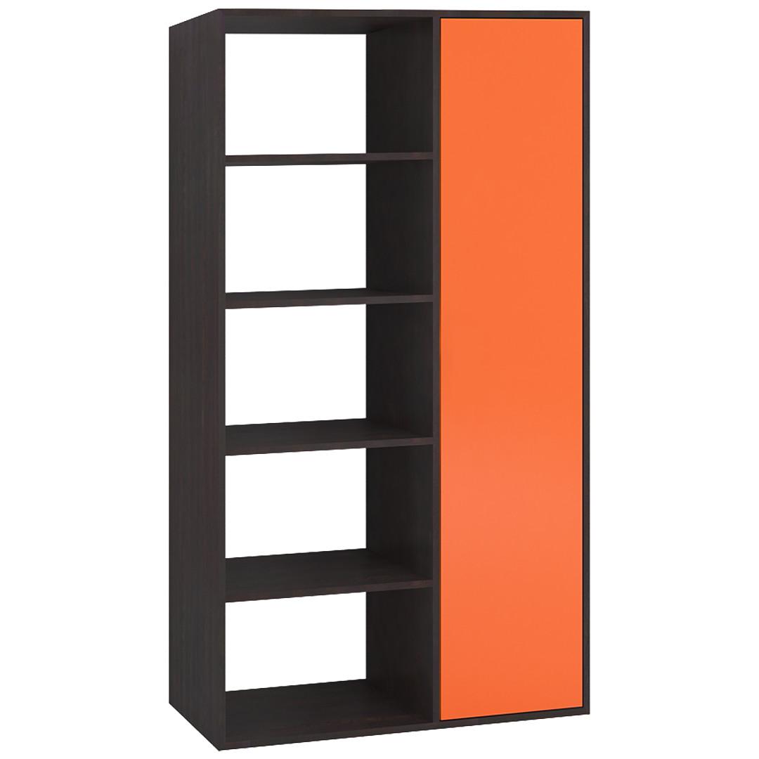 Nikola Large Crockery cum Bookshelf and Divider Unit in Antique Ebony Light Orange Colour