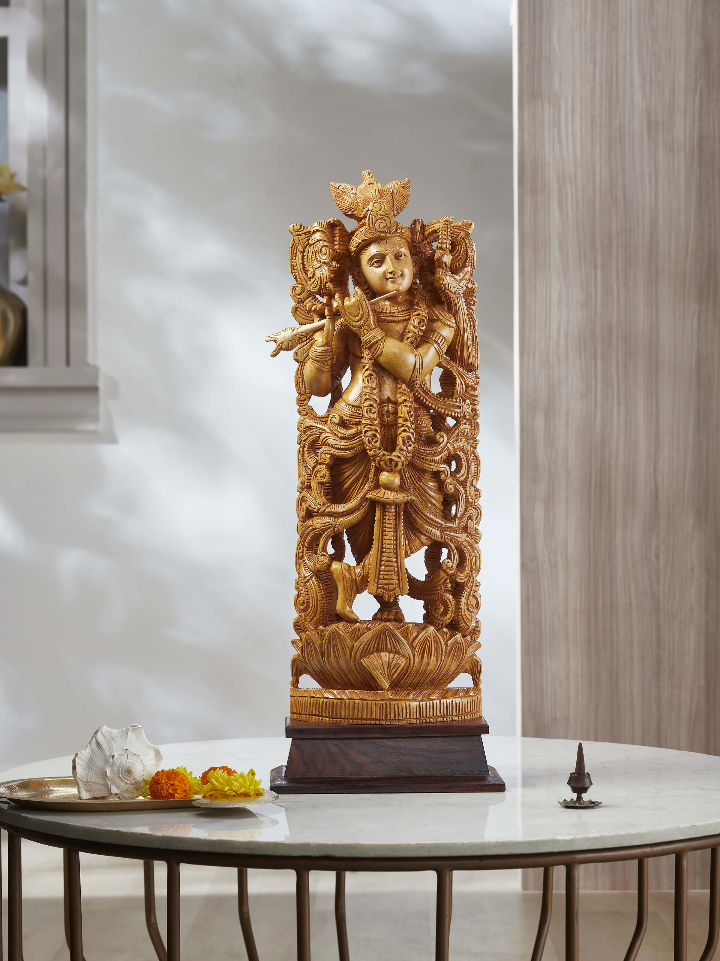 Side view highlighting the detailed carving and craftsmanship