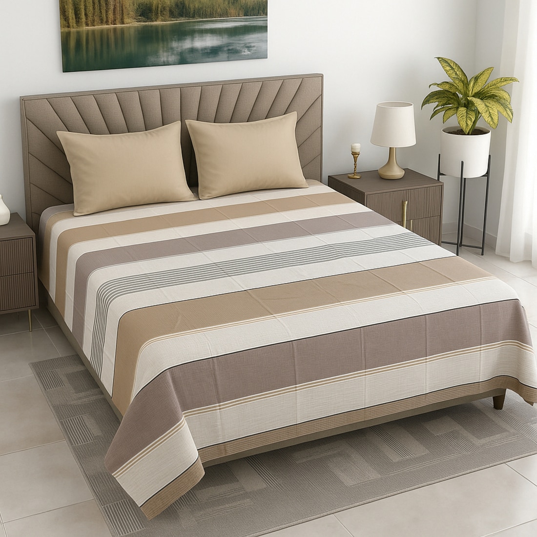 Threads Silky Touch C&S Premium Super King Size Flat Bedsheet 275 x 275 cms