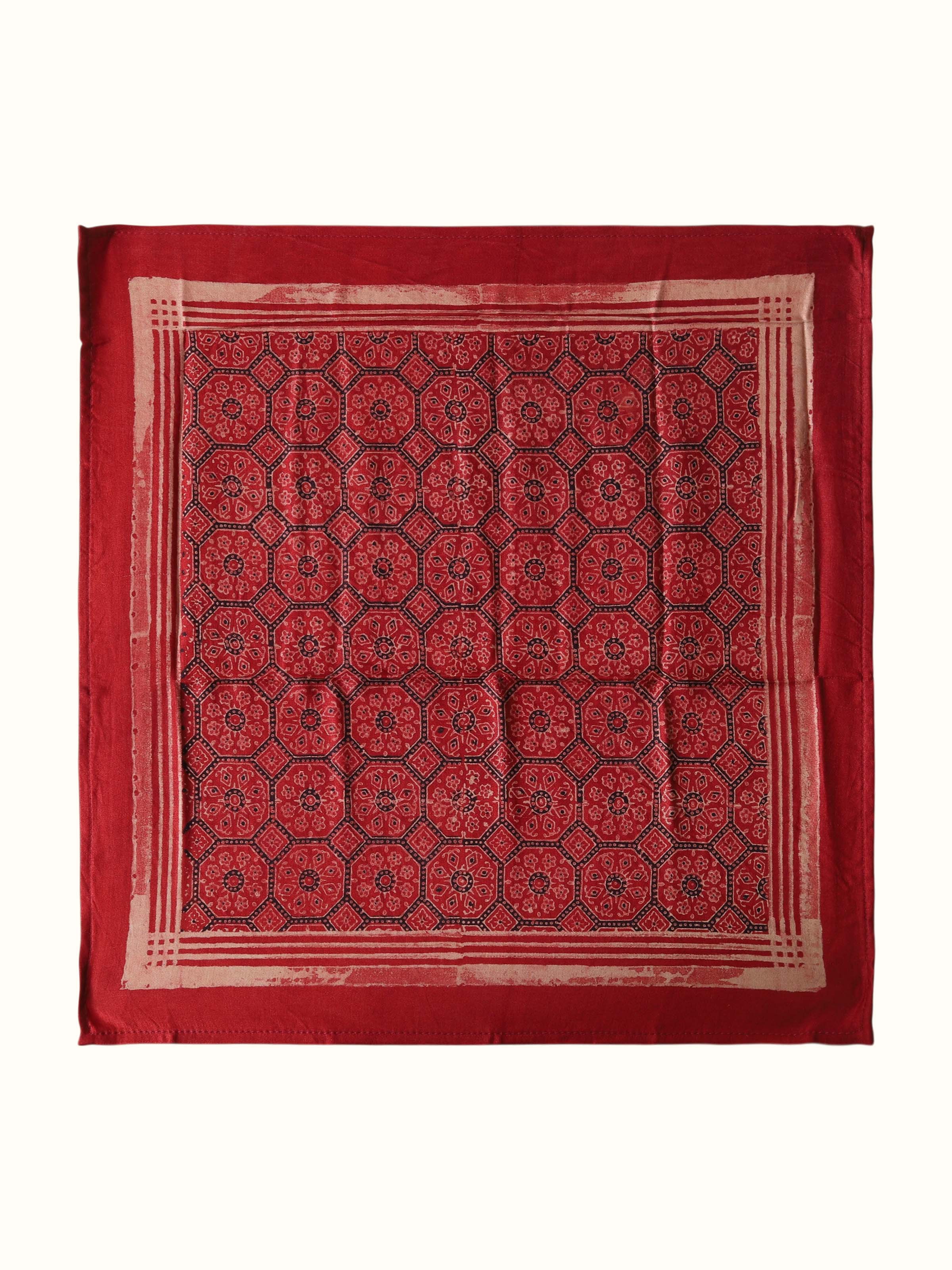 Assorted Silk Ajrakh Block Printed Pocket Squares Gift Set (3Pcs)