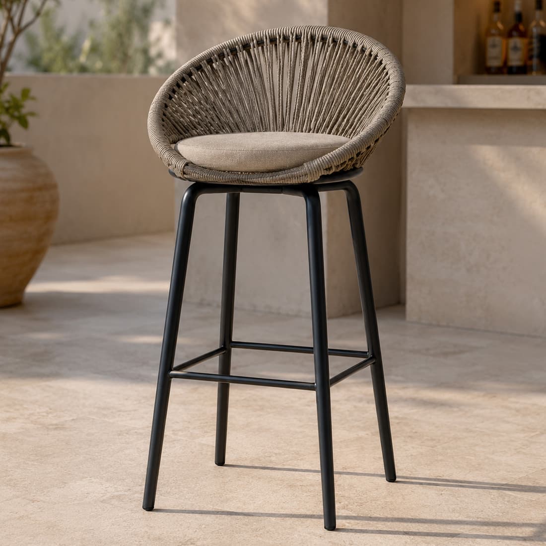 Dyana Woven Back Bar Chair - HomeDfy