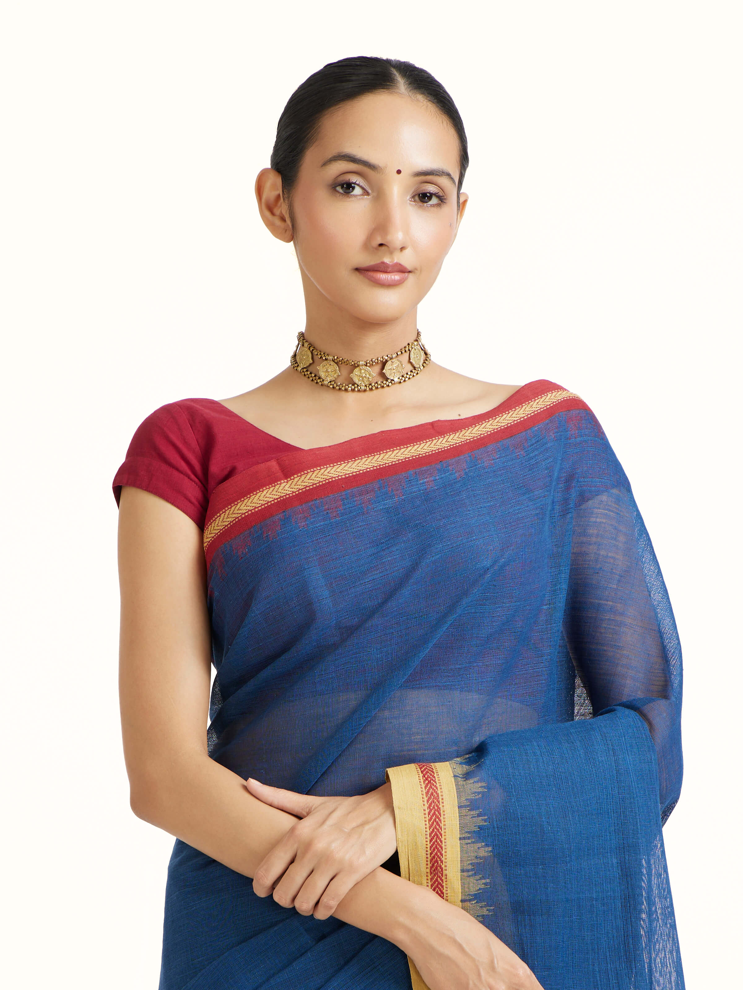 Blue Natural Dyed Cotton Saree