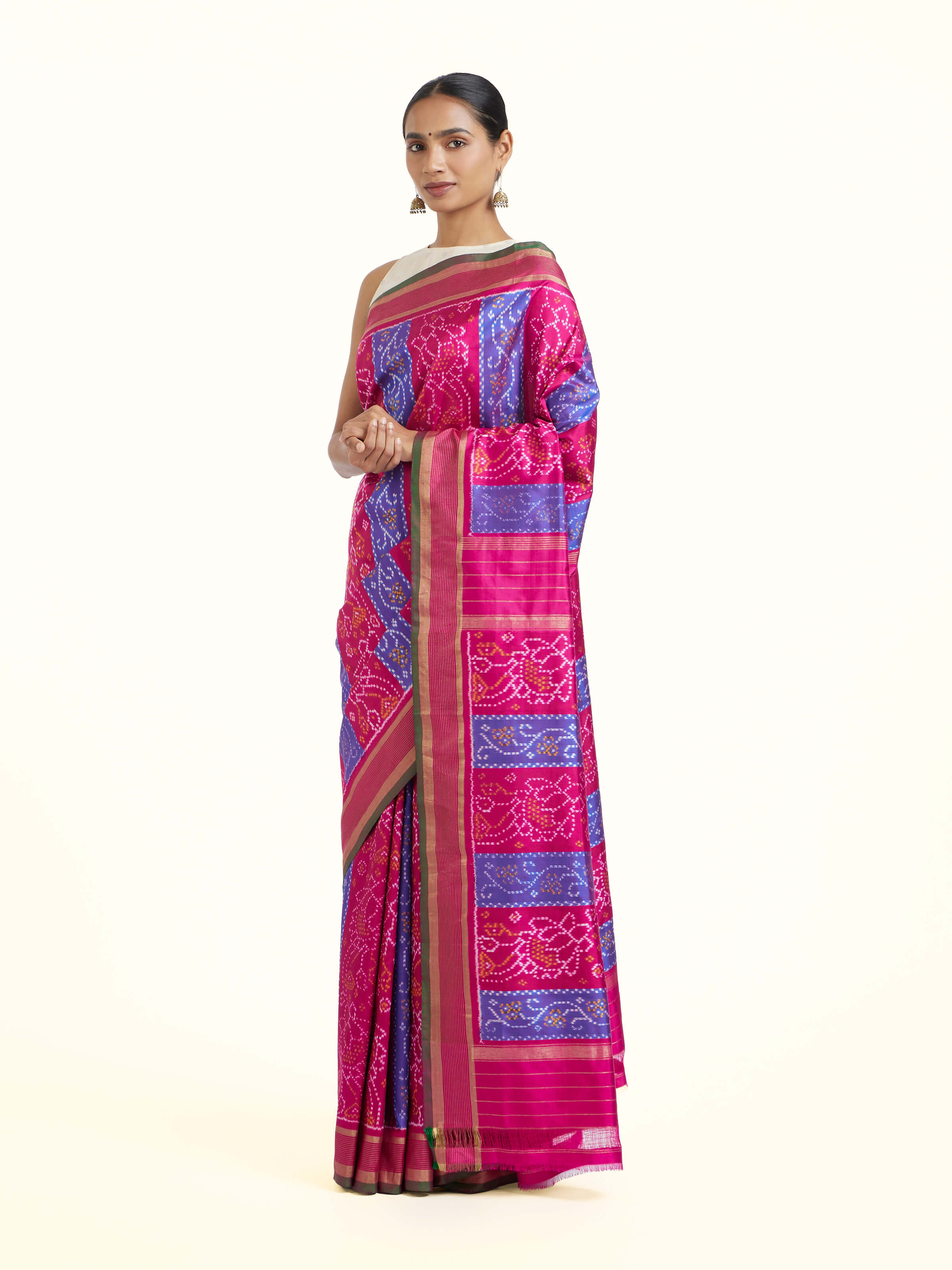 Blue Pochampally Single Ikat Saree