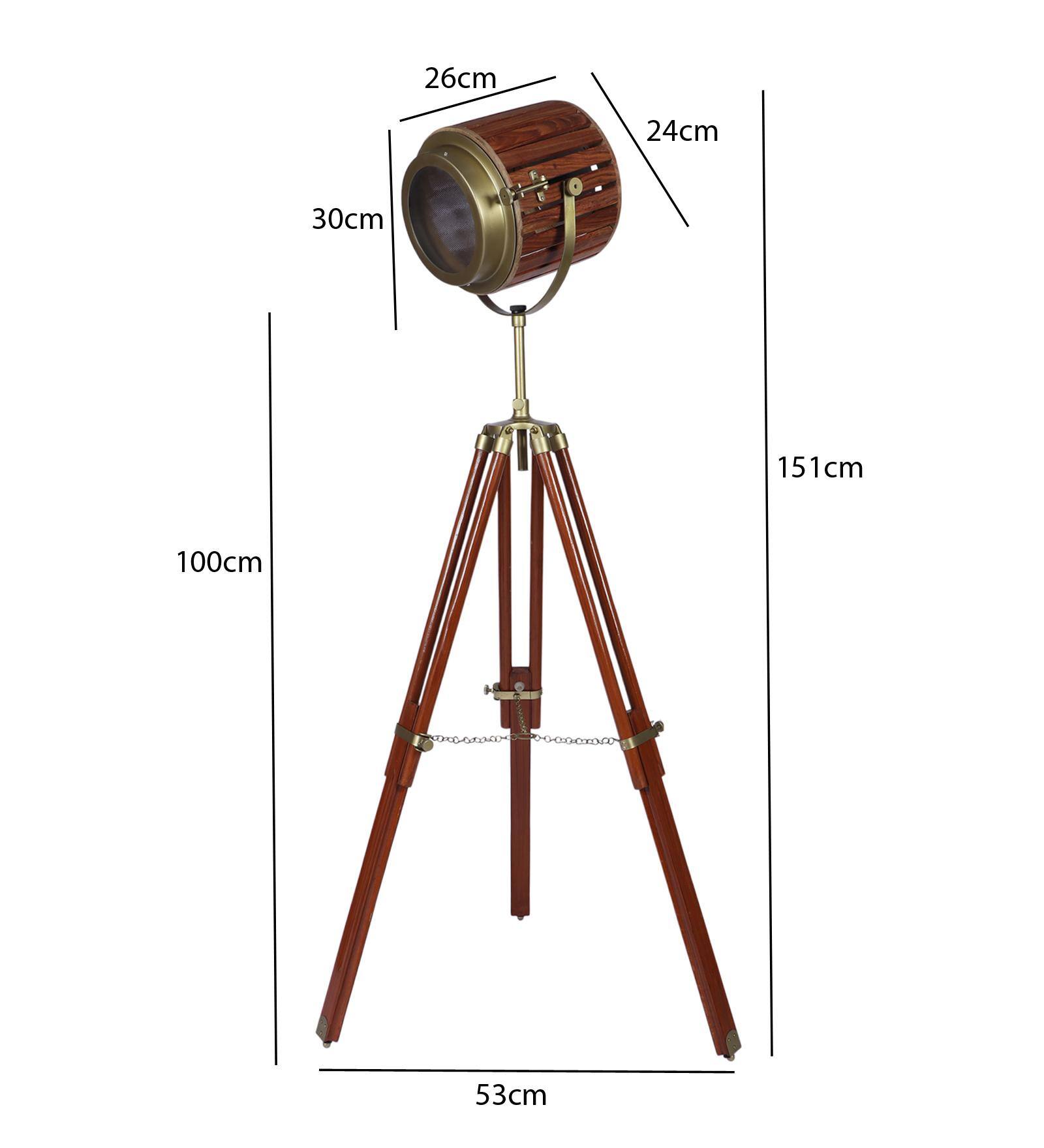 Wooden Spot Light Floor Lamp in Brown Shade