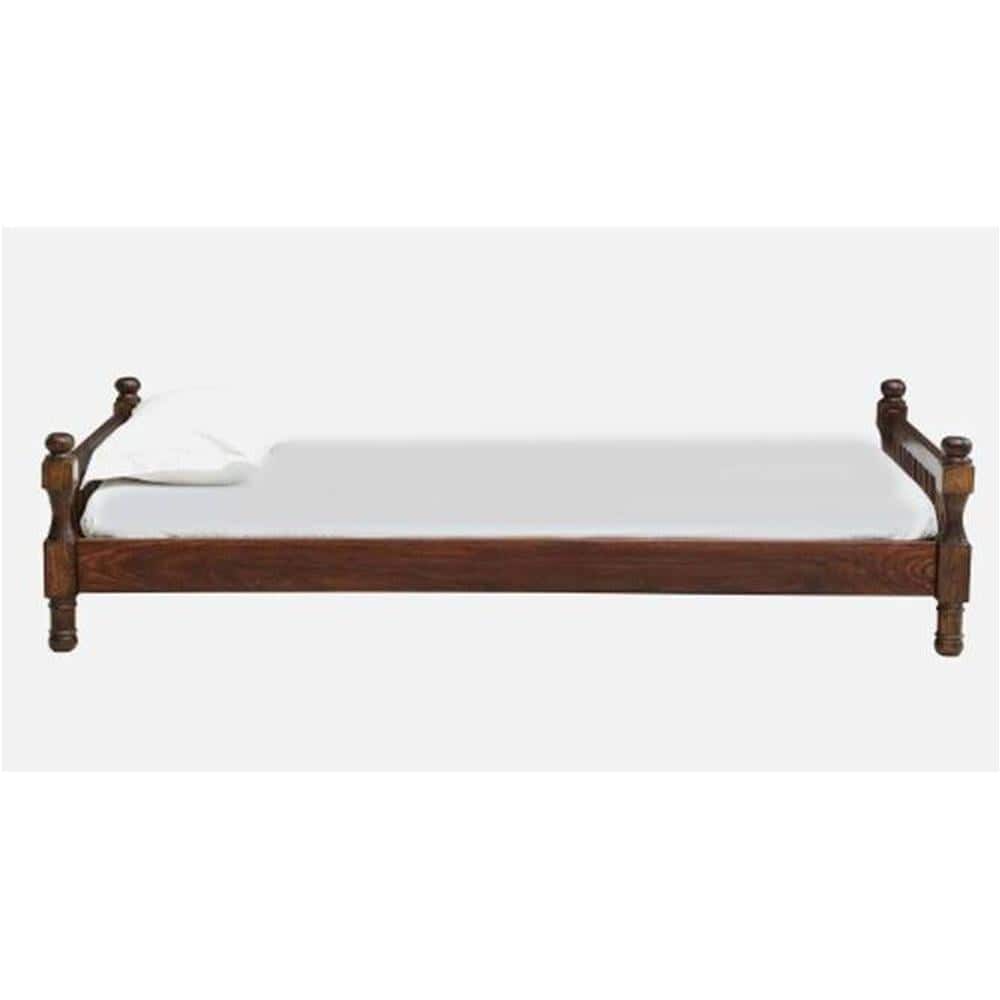 Wood Solid Wood Single Size Non Storage Bed In Provincial Teak Finish