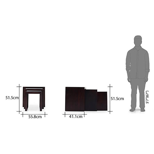 Hamilton Solid Wood Side Table Set of 3 in Mahogany Finish