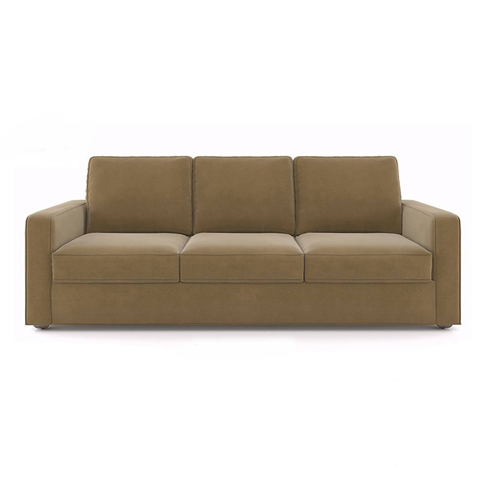 Apollo Sofa Set (Colour : Fawn Velvet, Cushion : Hard, Back Type : Regular, Seater : 3+1+1)