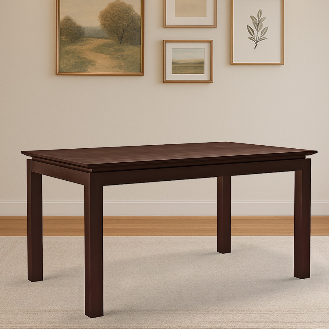 Diner 6 Seater Dining Table In Dark Walnut Finish