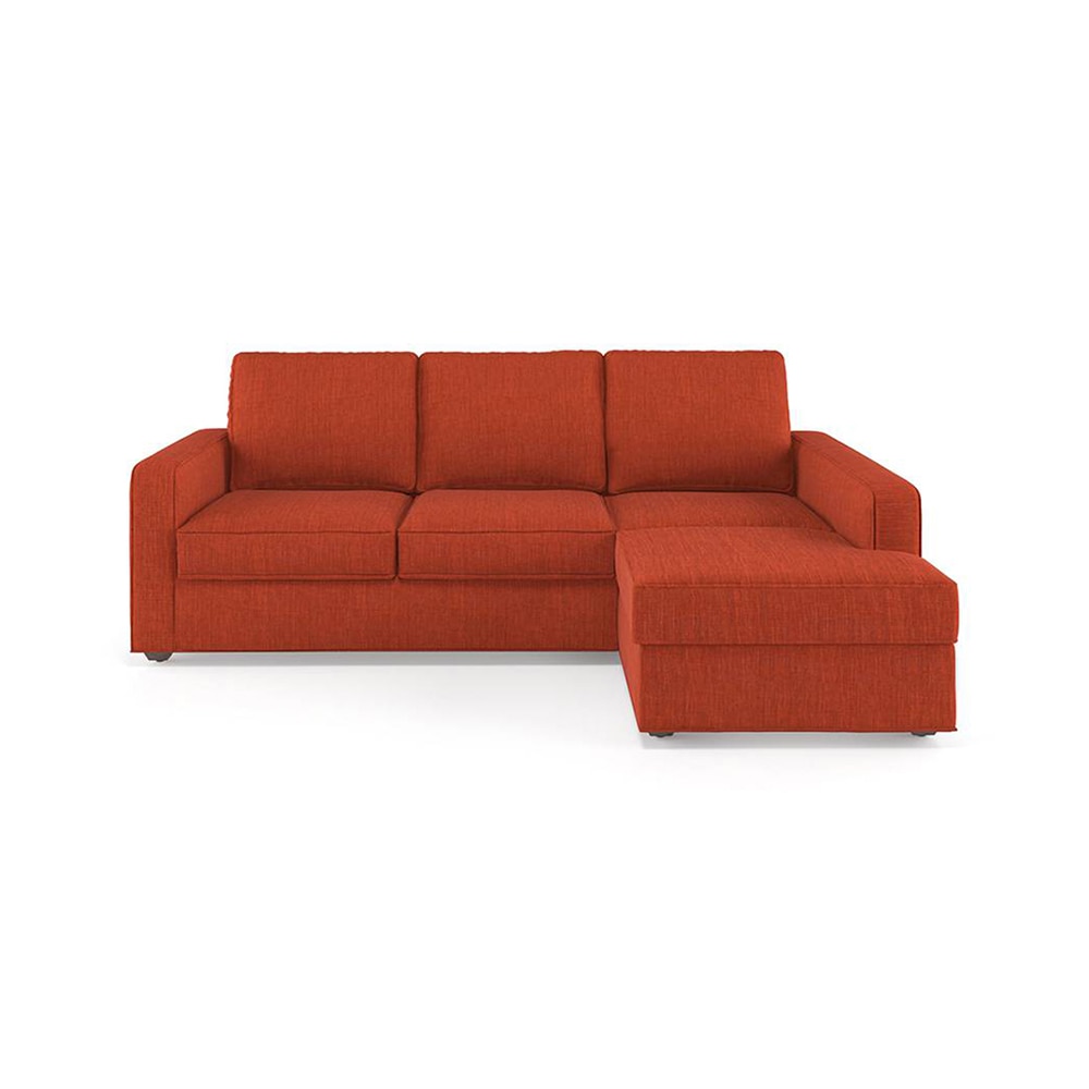 Apollo Sofa (Colour : Lava, Cushion : Soft, Back Type : Regular, Seating Capacity : Left Aligned 2 Seater + Left Aligned Chaise + Ottoman) - Urban Ladder