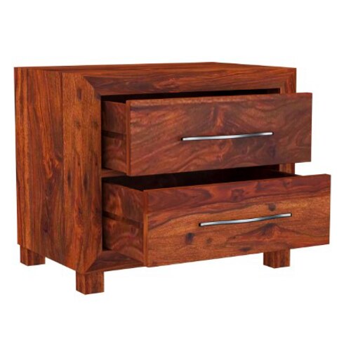 Birch Solid Wood Bedside Table in Teak Finish