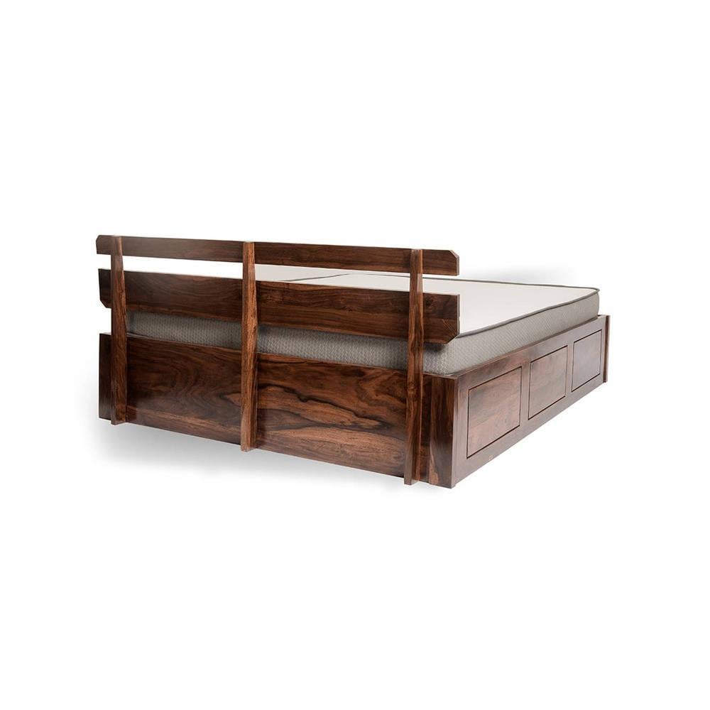Admire Solid Wood King Size Box Storage Bed In Honey Finish