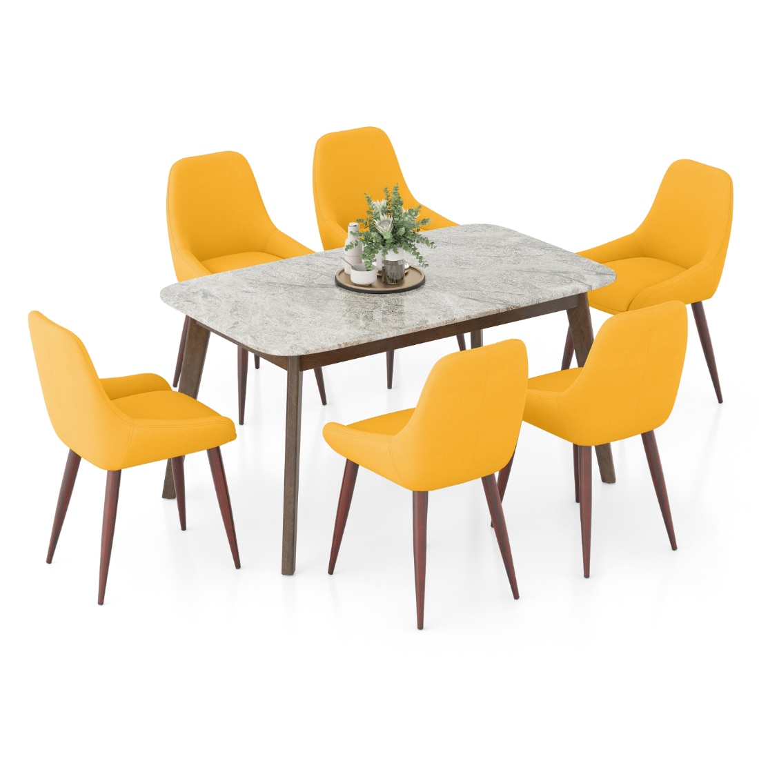 Lunar Grey Mirage Stone 6 Seater Dining Table With Rickman Lounge Chairs