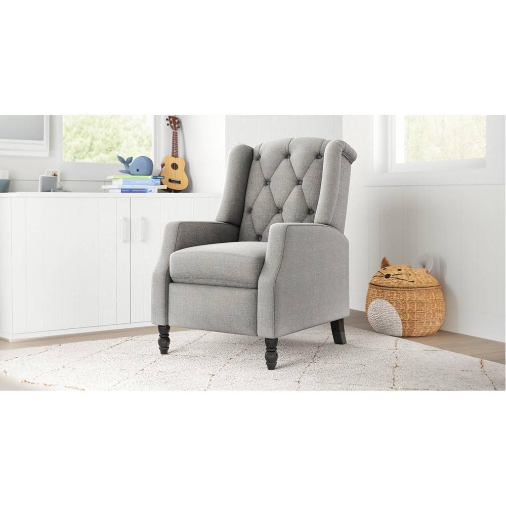 Louis Solid Wood One Seater Manual Recliner in Grey Colour