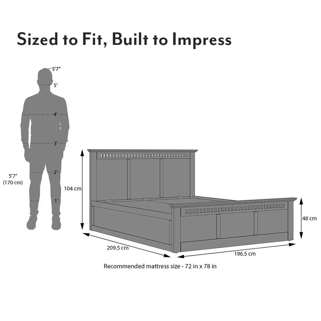 Fidora Solid Wood King Size Hydraulic Storage Bed In Honey Finish