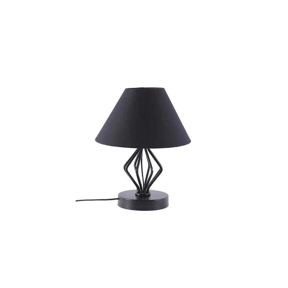 Maisey Black Fabric Shade Table Lamp with Black Iron Base