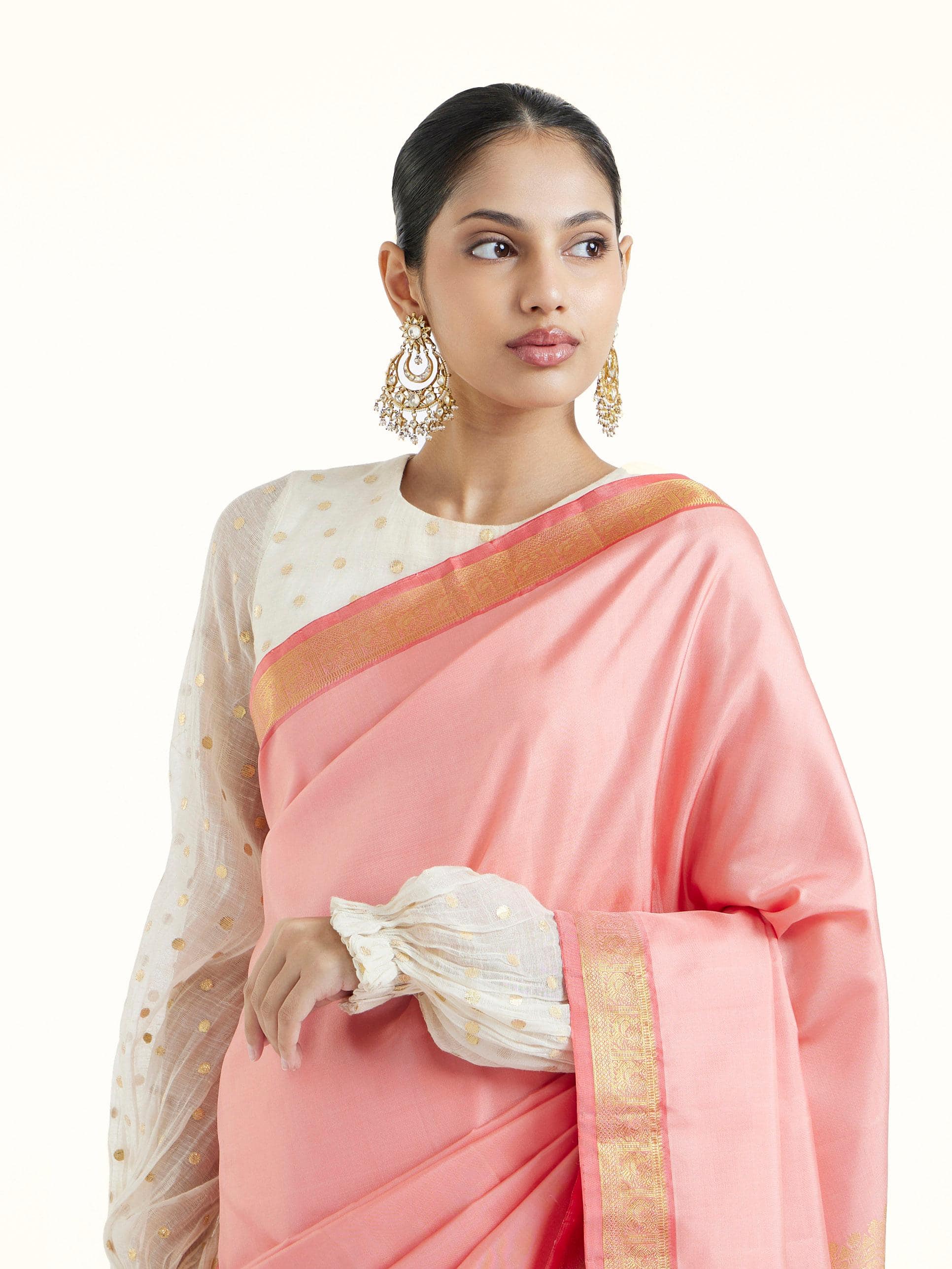 Peach Silk Dharmavaram Saree