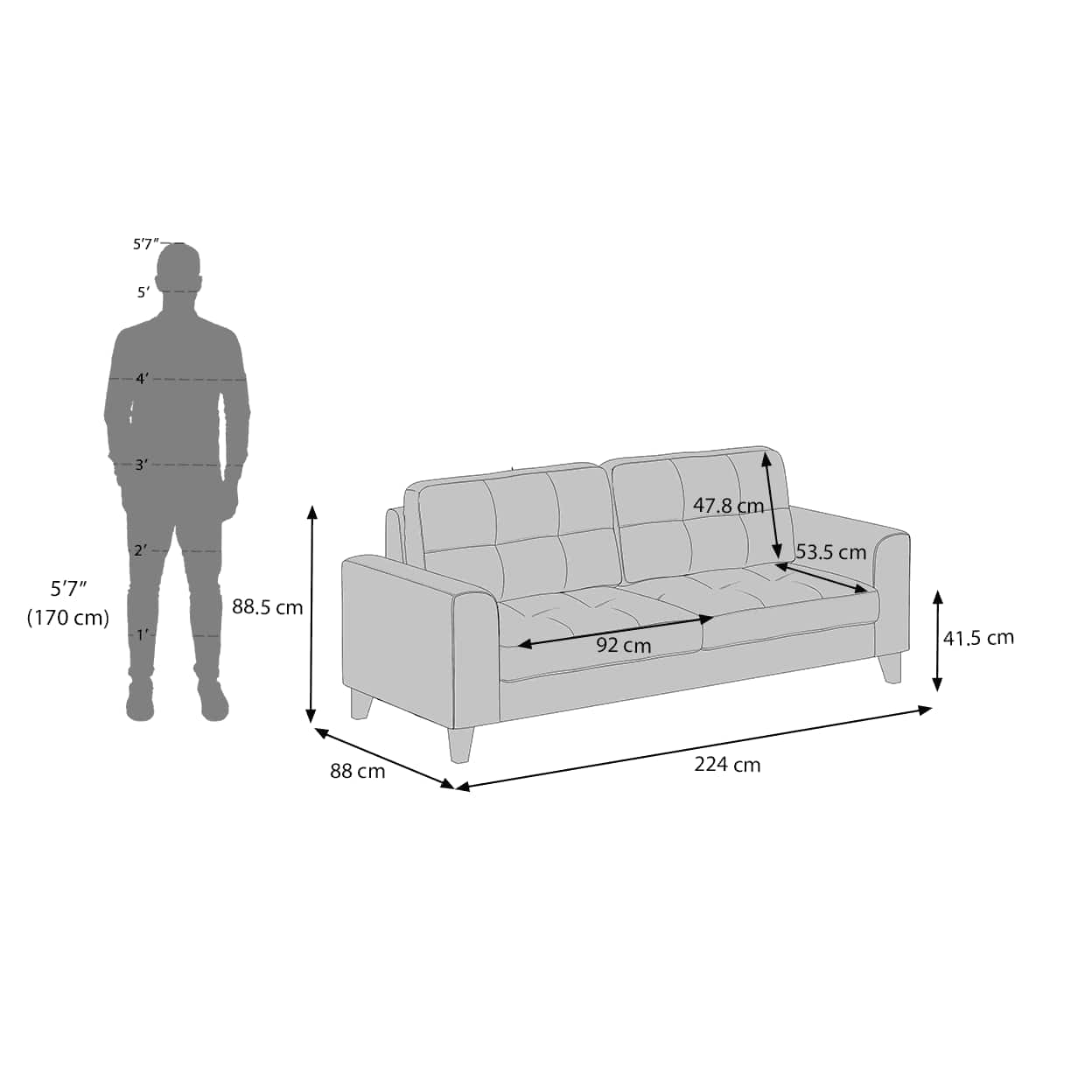 Verona Sofa Set (Colour: Dark Earth, Seater: 3+2+1)