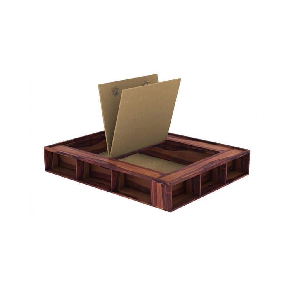 Unicorn Sheesham Wood Queen Size Bed Box Storage Storage Provincial Teak Finish (60 x 78 inches)