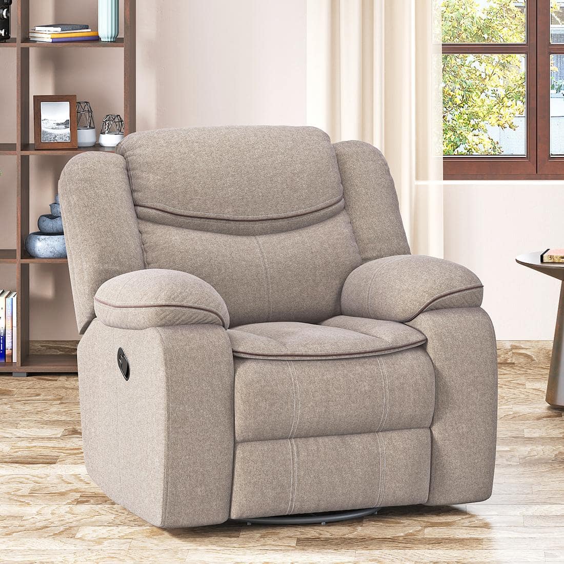 Atticus Single Seater Swivel Rock Recliner Premium Chenille Fabric