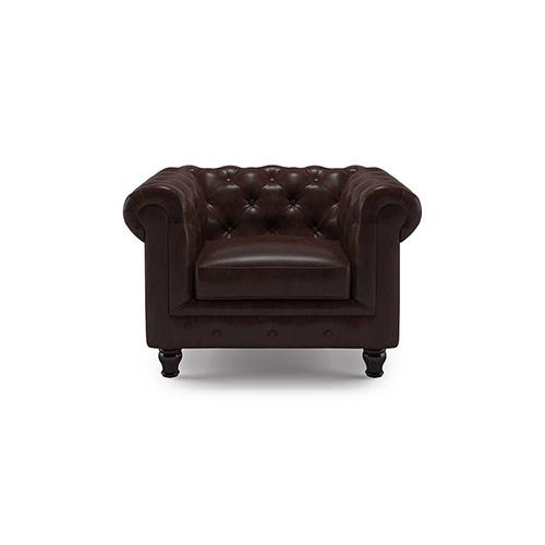 Winchester 1 Seater Half Leather Sofa in Chocolate Colour