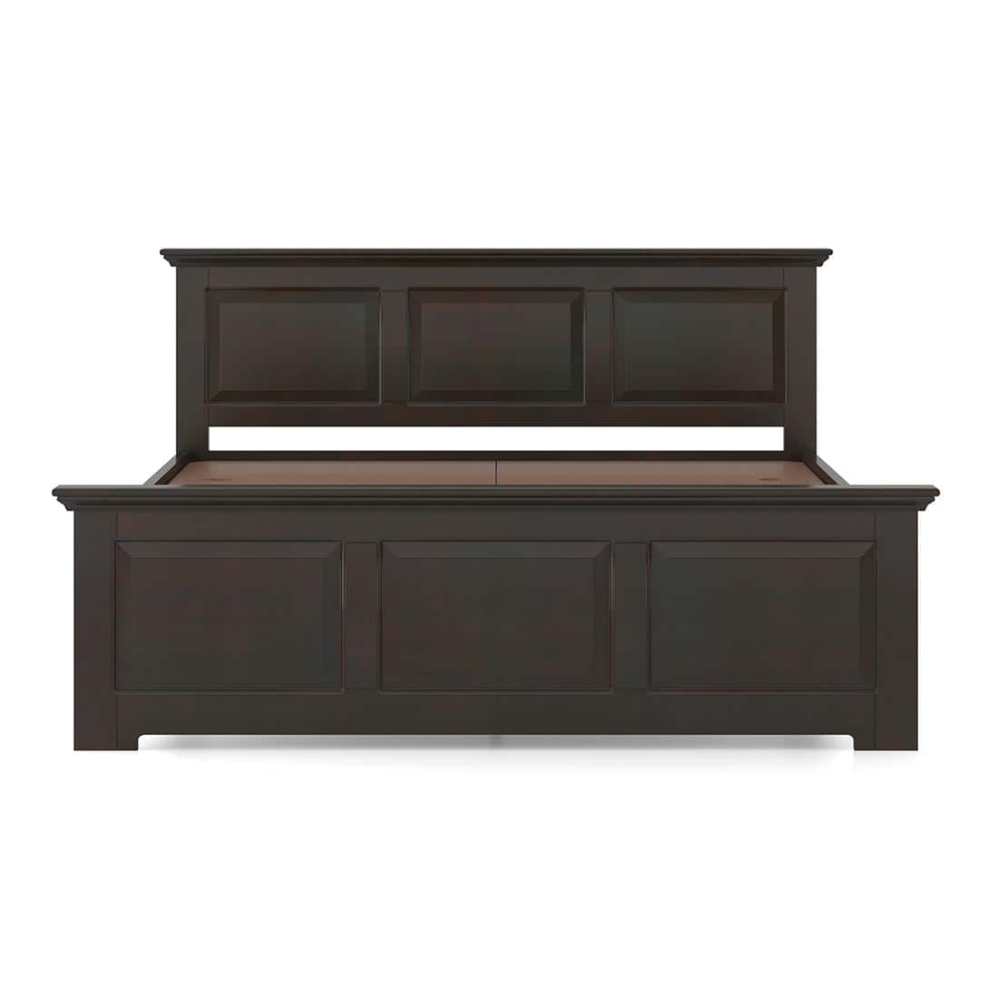 Alexandra Solid Wood King Size Non Storage Bed in American Walnut Finish