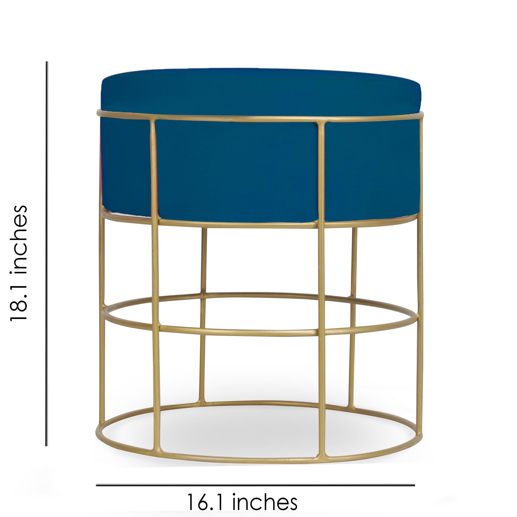 Ashlyn Solid Wood  Ottomon in  Blue Colour