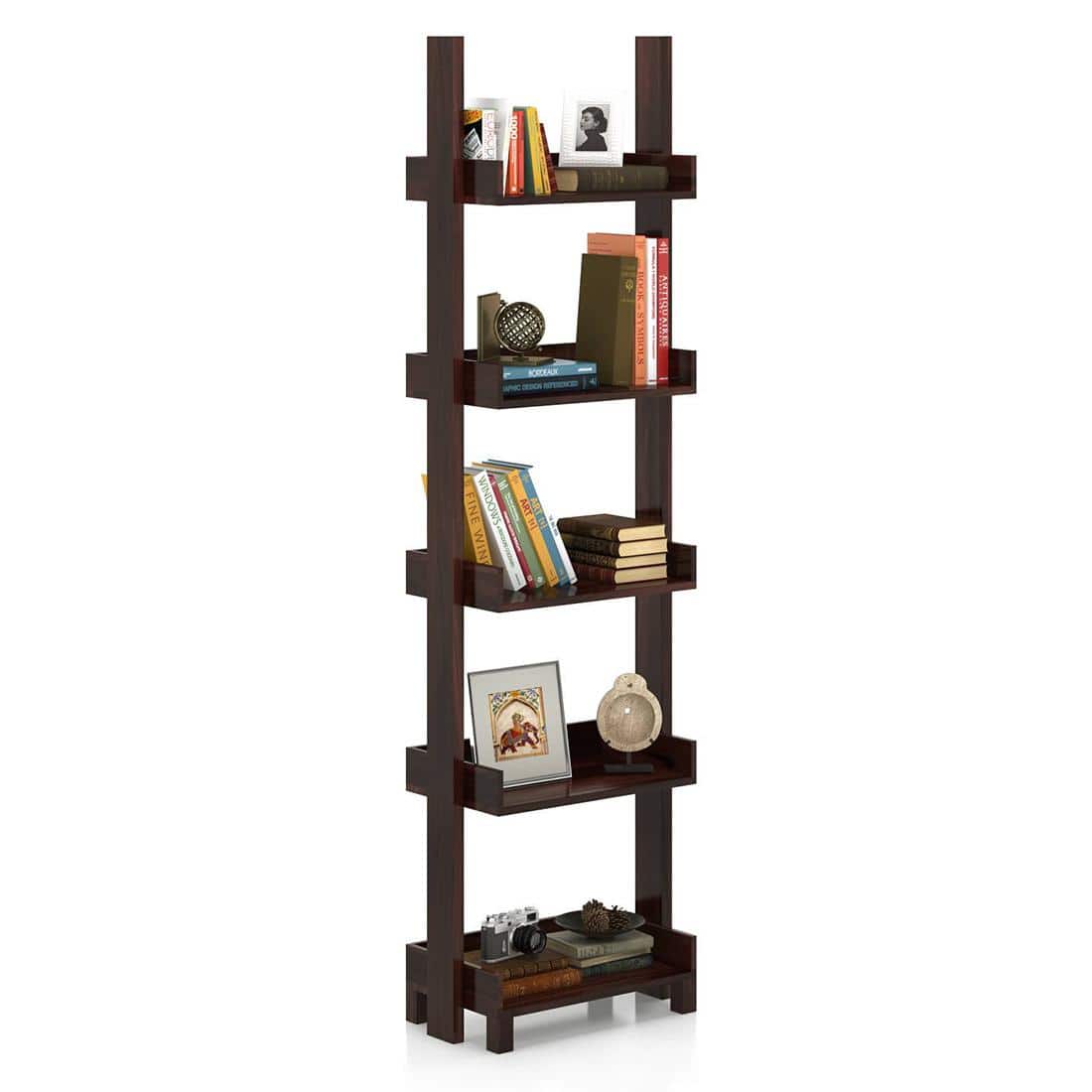 Austen Solid Wood Bookshelf in Mahogany Finish