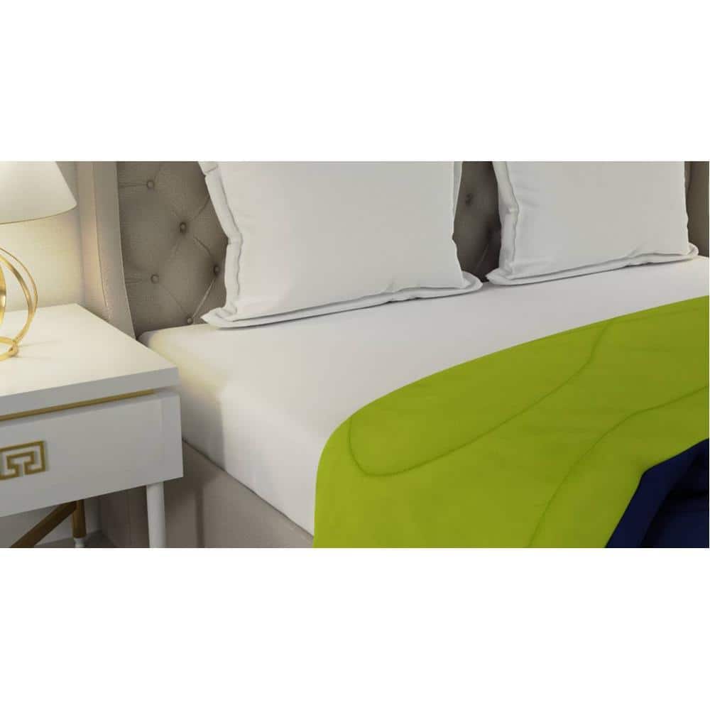 Falguni 
Navy Blue-Lemon Green Solid 250 Gsm Microfiber Single Bed Comforter